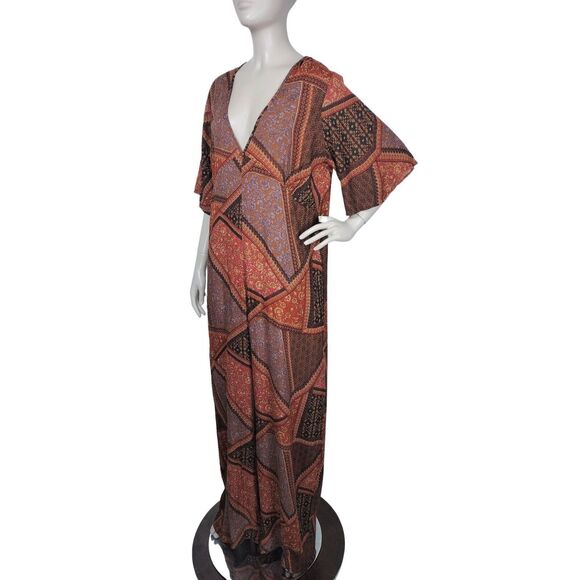 Nasty Gal Geometric Paisley Floral Cheesecloth Patchwork Jumpsuit Size 14 NEW - Picture 2 of 7